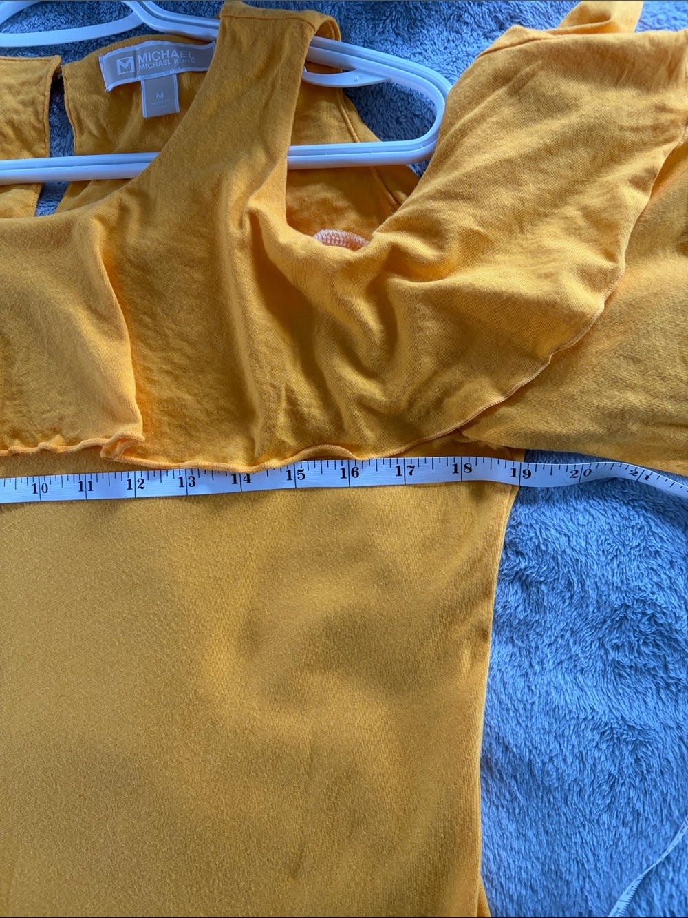 Michael Kors Yellow Cold-Shoulder Ruffle Top - Picture 6 of 6